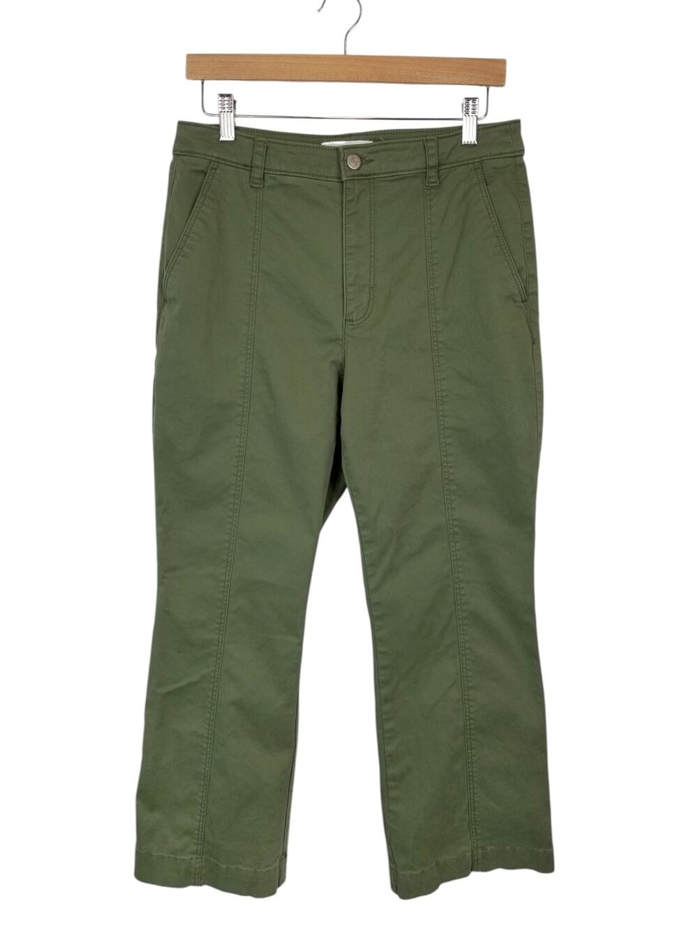 LOFT Women's Twill Kick Crop Pants Army Khaki Green Size 6